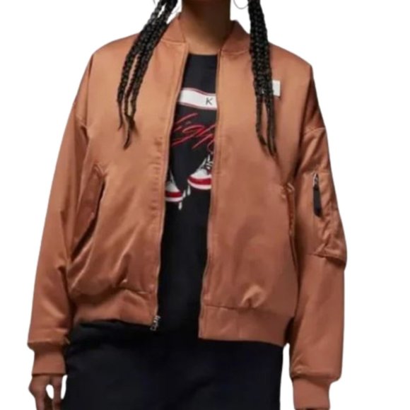 NWT‎ Jordan Flight Renegade Oversized Bomber Jacket Women’s XL - Picture 2 of 16